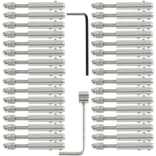 32pcs Handscrew Clamp 5/32 Wire Rope 4/5mm Threaded Stud Tension End Fitting Hexagon Screw for Stair Deck Post With Fixed Tool
