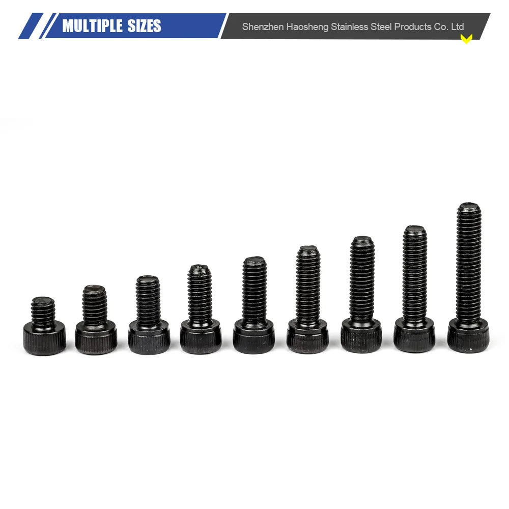 10-100pcs/box Hex Socket Head Cap Screws 12.9 Grade Carbon Steel M5x8mm,10mm,20mm,30mm,50mm,60mm,100mm Allen Bolts DIN912