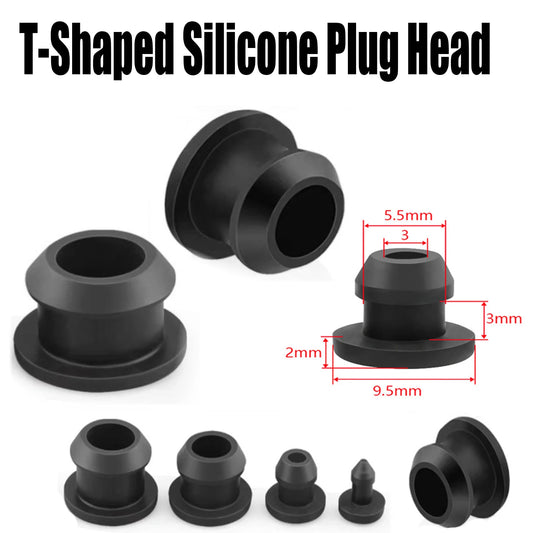 5pcs Black Silicone Hole Plug Assorted Kit , 2.5-15mm Snap-on End Caps for Sealing Tubes, Dust Water Resistant ﻿