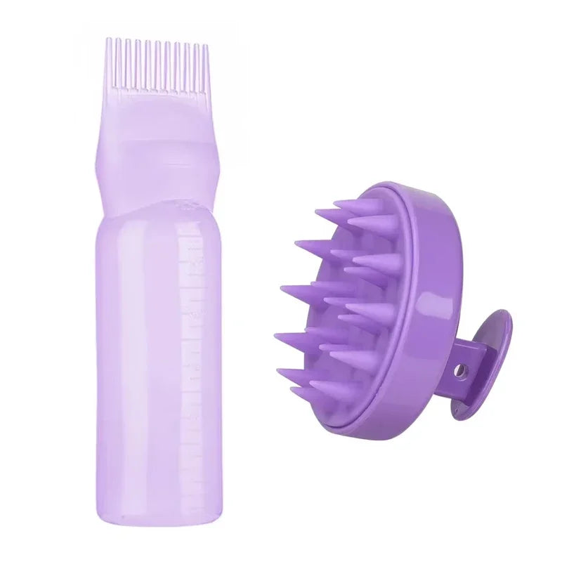 2pcs/Set Silicone Hair Comb with Root Comb Applicator Bottle Set Hair Oil Applicator Shampoo Brush Tint Salon Hair Styling Tools - KiwisLove