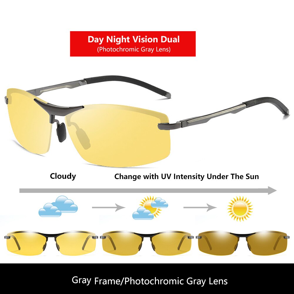 Day Night Vision Sunglasses Men Goggles Glasses Anti-glare UV400 Driving Outdoor Photochromic Yellow Len Polarized Eyewear 557 - KiwisLove