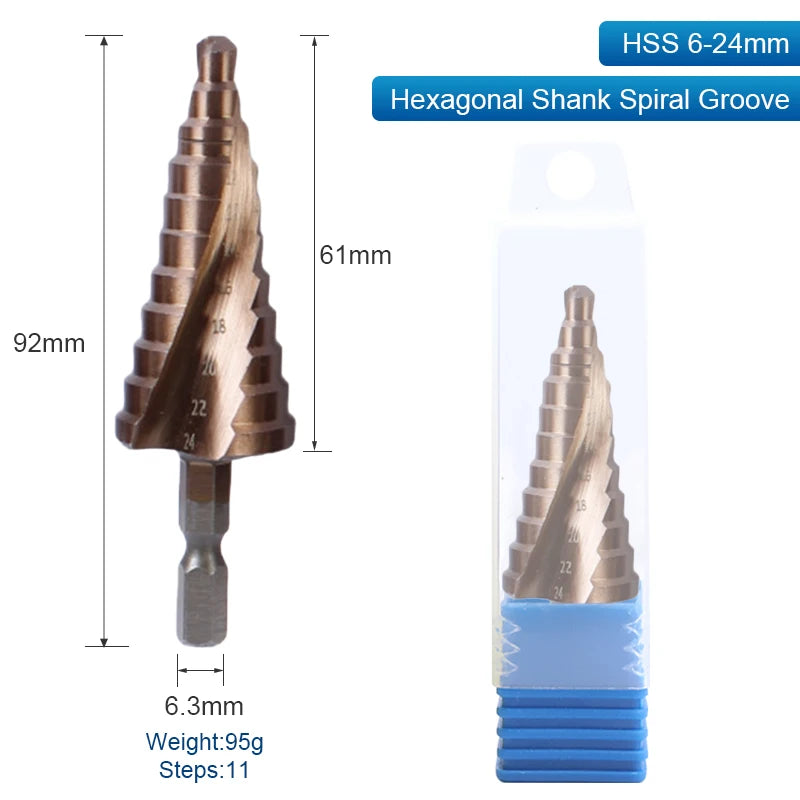 NINDEJIN M35 Cobalt Step Drill Bit 4-32mm Triangular Hex HSS Step Drill Bit for Stainless Steel Hole Drill Metal Aluminum Wood - KiwisLove