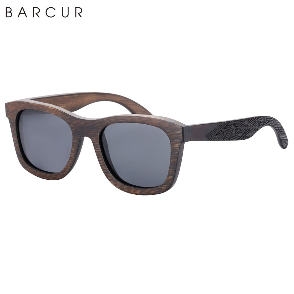 BARCUR Stylish Wooden Sunglasses Brown ECO-Friendly Polarized Square Sun Glasses Men Light Weight Classic Vintage Women Eyewear - KiwisLove