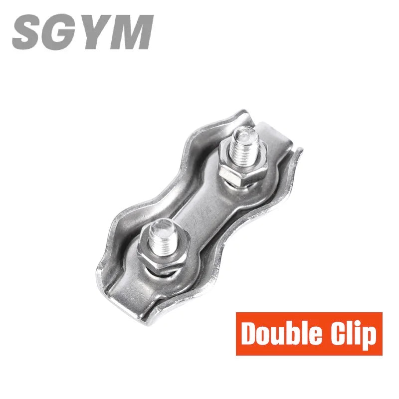 5/12 pcs M2 M3 M4 M5 M6 M8 304Stainless Steel Simplex/Double Post Bolt Clip Wire Rope Cable Clamp Caliper Rope Simple Grip