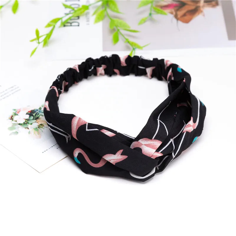 Fashion Women Girls Summer Bohemian Hair Bands Print Headbands Vintage Cross Turban Bandage Bandanas HairBands Hair Accessories