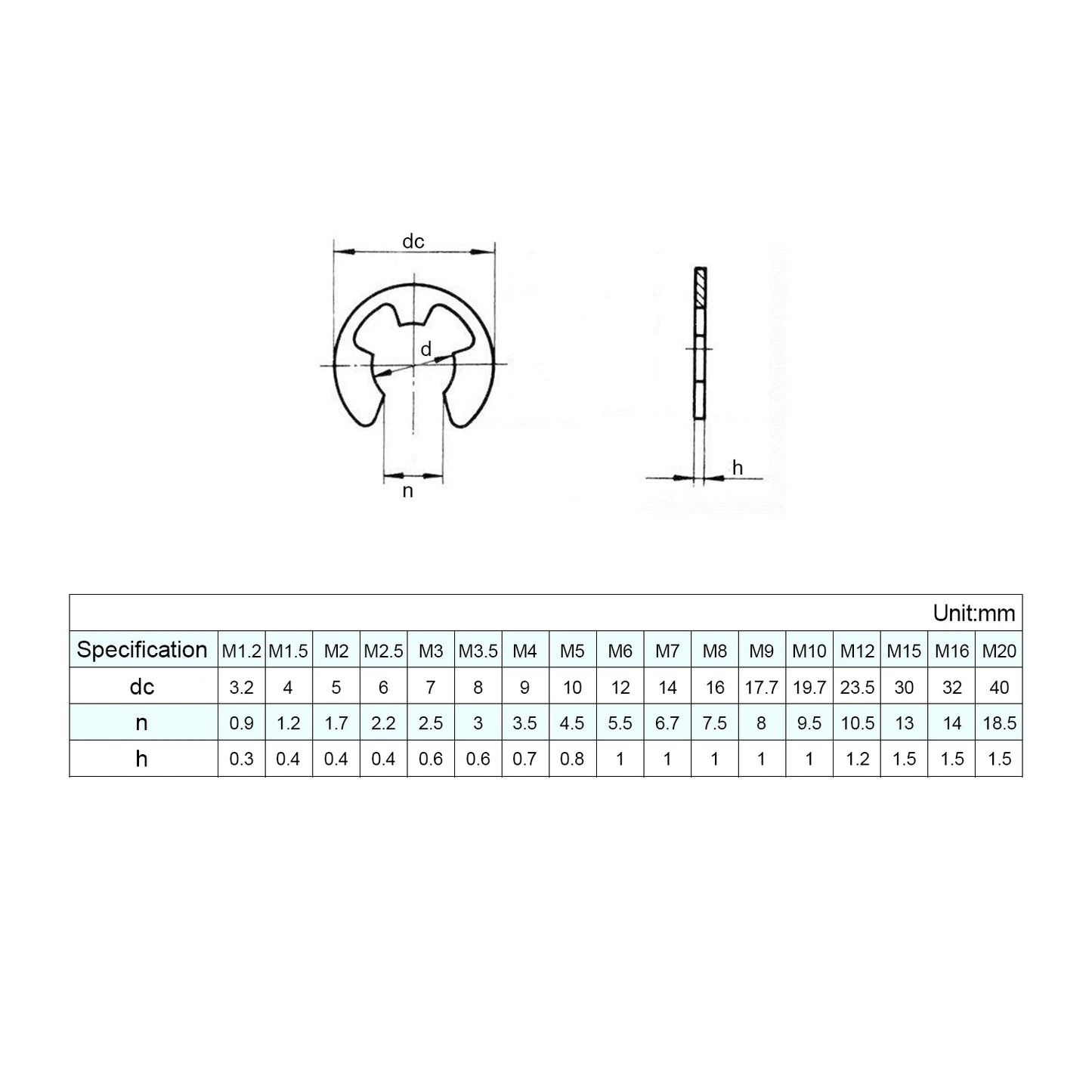 10-100pcs E-clip Ring Washer 304 Stainless Steel m1.2 m1.5 m2 m2.5 m3 m4 m5 m6 m7 m15 E Clip External Retaining Ring - KiwisLove