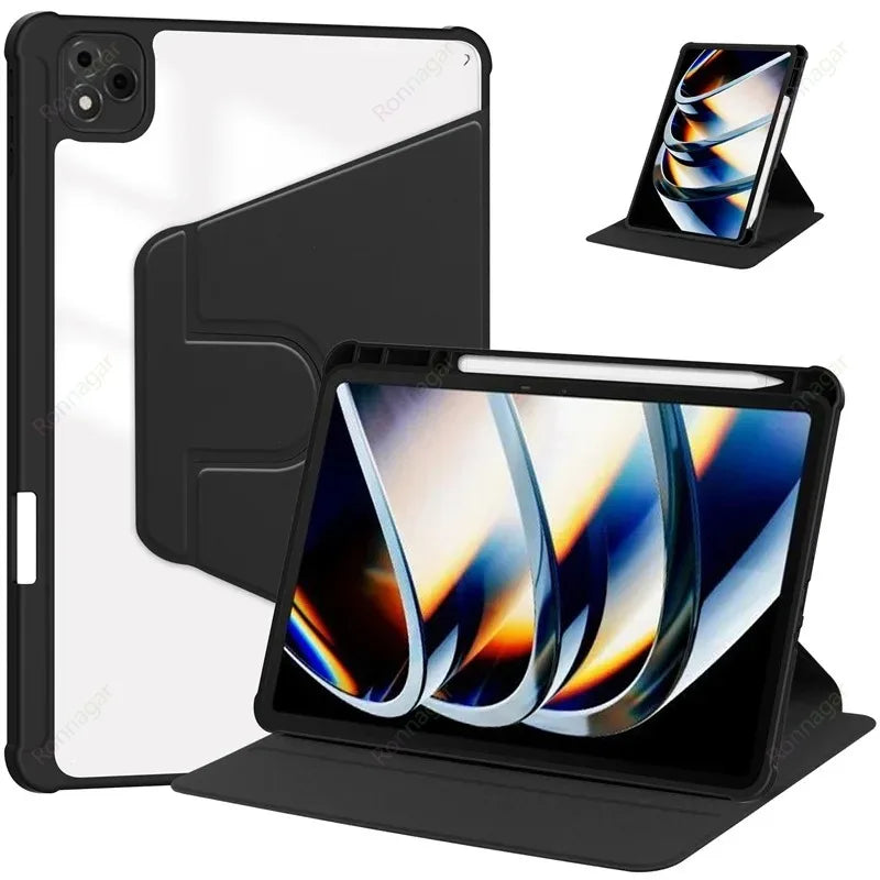With Pencil Holder Case for Infinix Xpad 11 Inch 2024 360 Rotating Acrylic Funda for Infinix X Pad 11inch Tablet Case Flip Coque