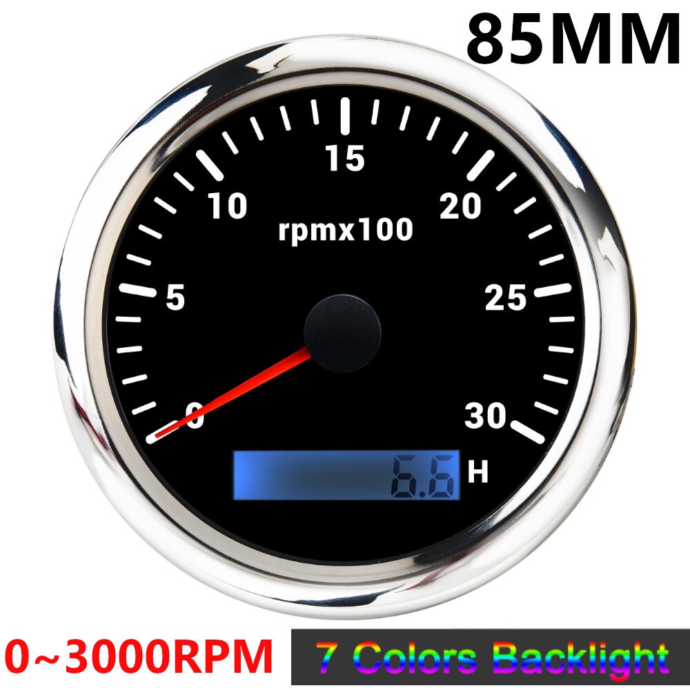 4000 6000 8000 RPM Tachometer Tacho Meter Gauge Hourmeter 7 Colors Backlight 12V/24V 85mm Toerenteller Hour Meter Sensor M16 M18 - KiwisLove