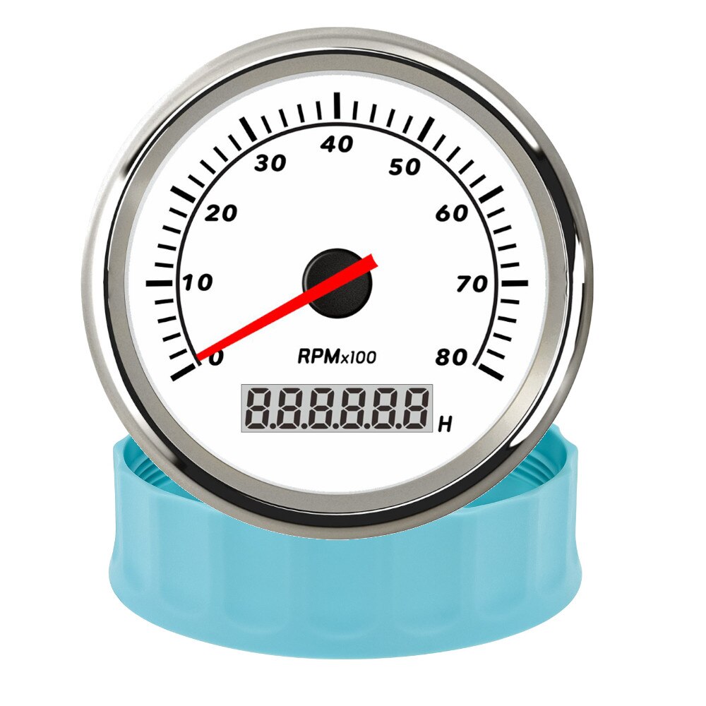 85mm Tacometro Toerenteller 3K/4K/6K/7K/8K Boat Tachometer Diesel Engine Tacho Gauge Hourmeter RPM Sensor Blue / White Shell - KiwisLove