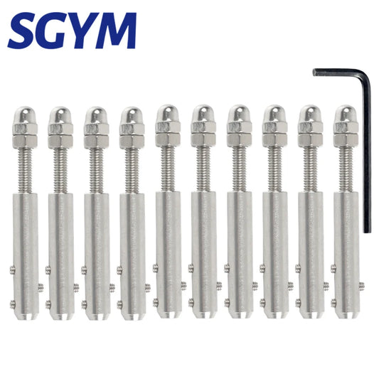 10pcs handscrew Clamp Wire Rope 2/3/4/5/6/8mm Threaded Stud Tension End Fitting  with Hexagon Grub Screw Bolts buckle