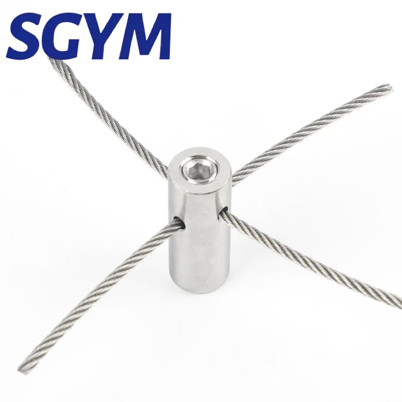 SGYM 20 pcs Green Wall Stainless Steel Hubs Wire Cable Trellis Kit with 98 Feet 3mm Wire Rope for Climbing Plants