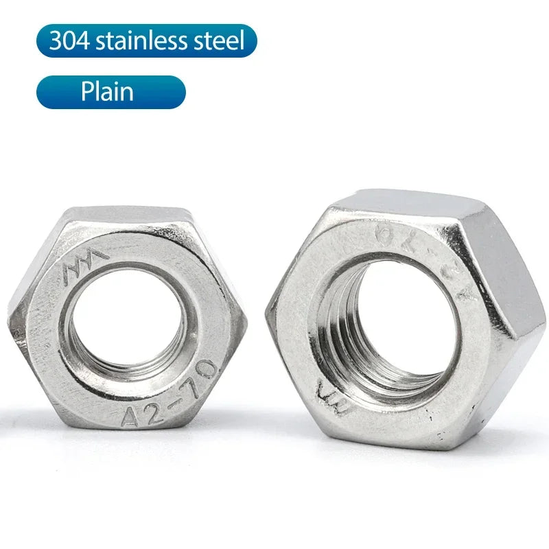 Hexagon Hex Nuts Metric DIN934 M2 M2.5 M3 M4 M5 M6 M8 M10 M12 M14 M16 M18 M20 M22 M24 Carbon Steel Stainless Steel Hex Nuts