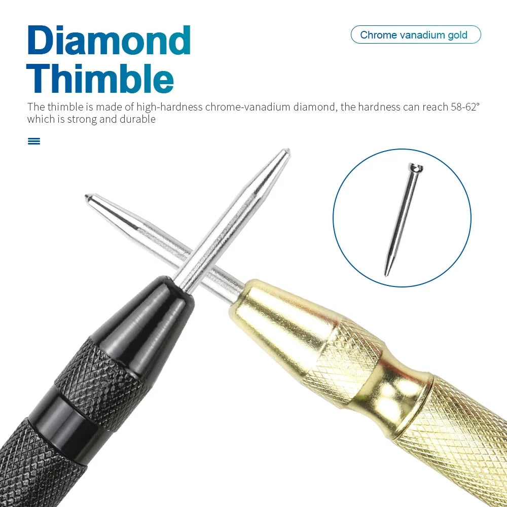 NINDEJIN Automatic Center Punch 1pc Spring Loaded Hole Center Punch Wood Metal Hole Marking Adjustable Impact Puncher - KiwisLove