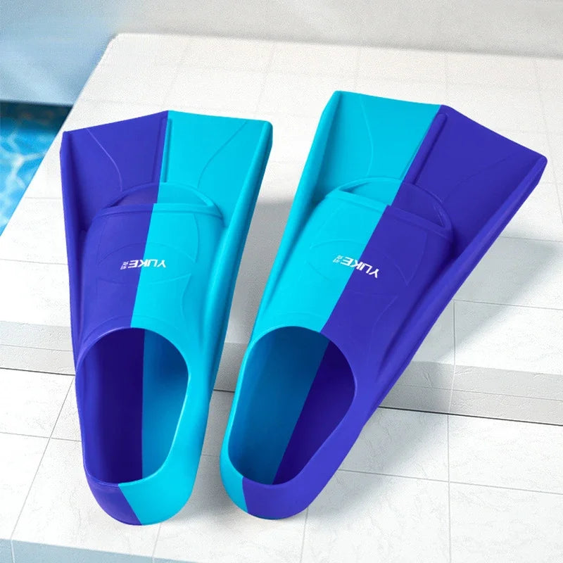 Swim Training Fins Silicone Professional Scuba Diving Fins Short Men Women Snorkel Swimming Fins Kids Flippers Equipment Set