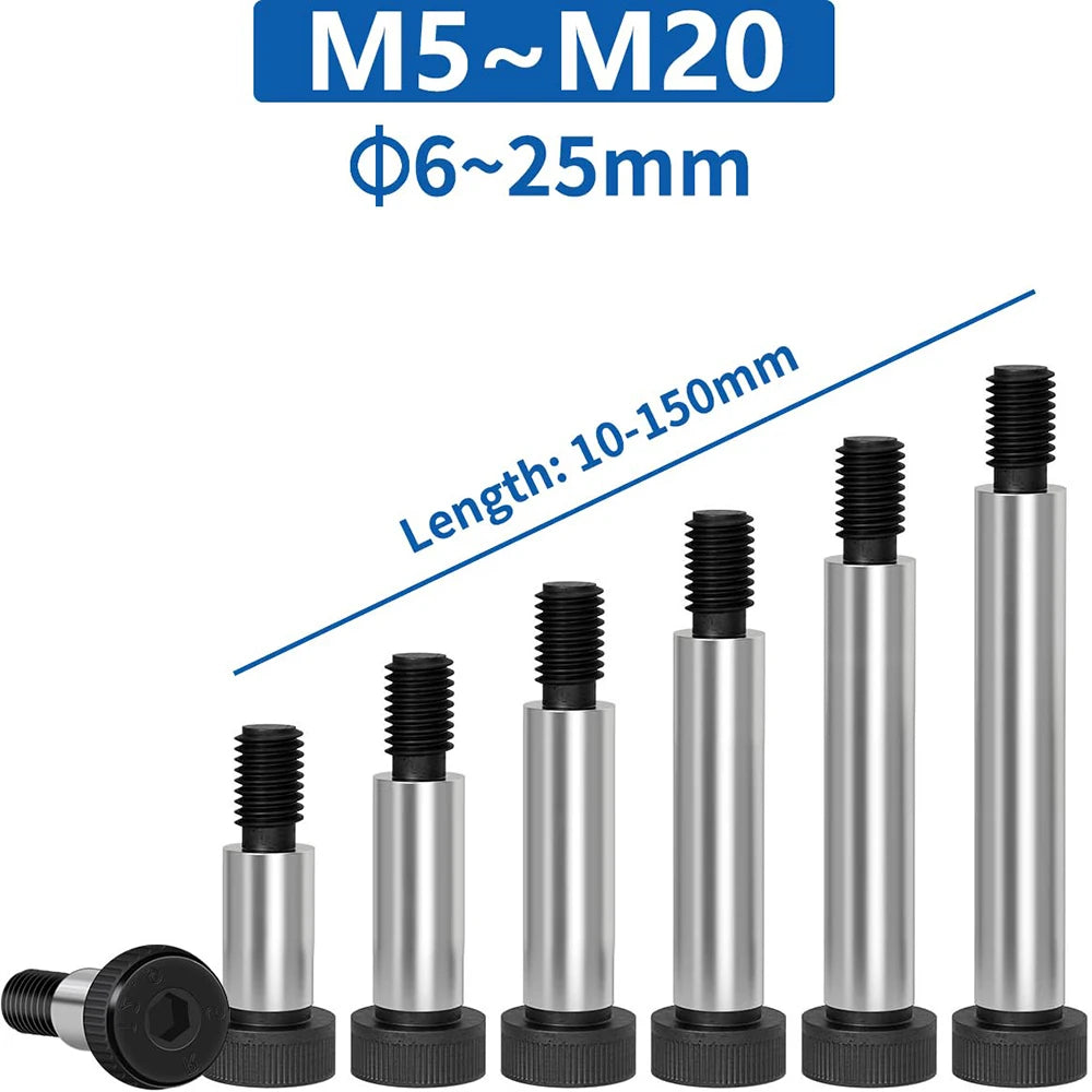 1-5pcs Hex Socket Shoulder Screw M5 M6 M8 M10 M12 M16 12.9 Grade High Strength Steel Shoulder Bolt Roller Bearing Screw