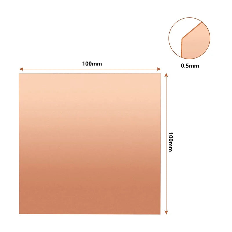 1pcs Thickness 0.3-0.8mm 100 x 100mm T2 Copper Sheet Copper Plate Cutting CNC Frame Model Mould DIY Contruction Pad