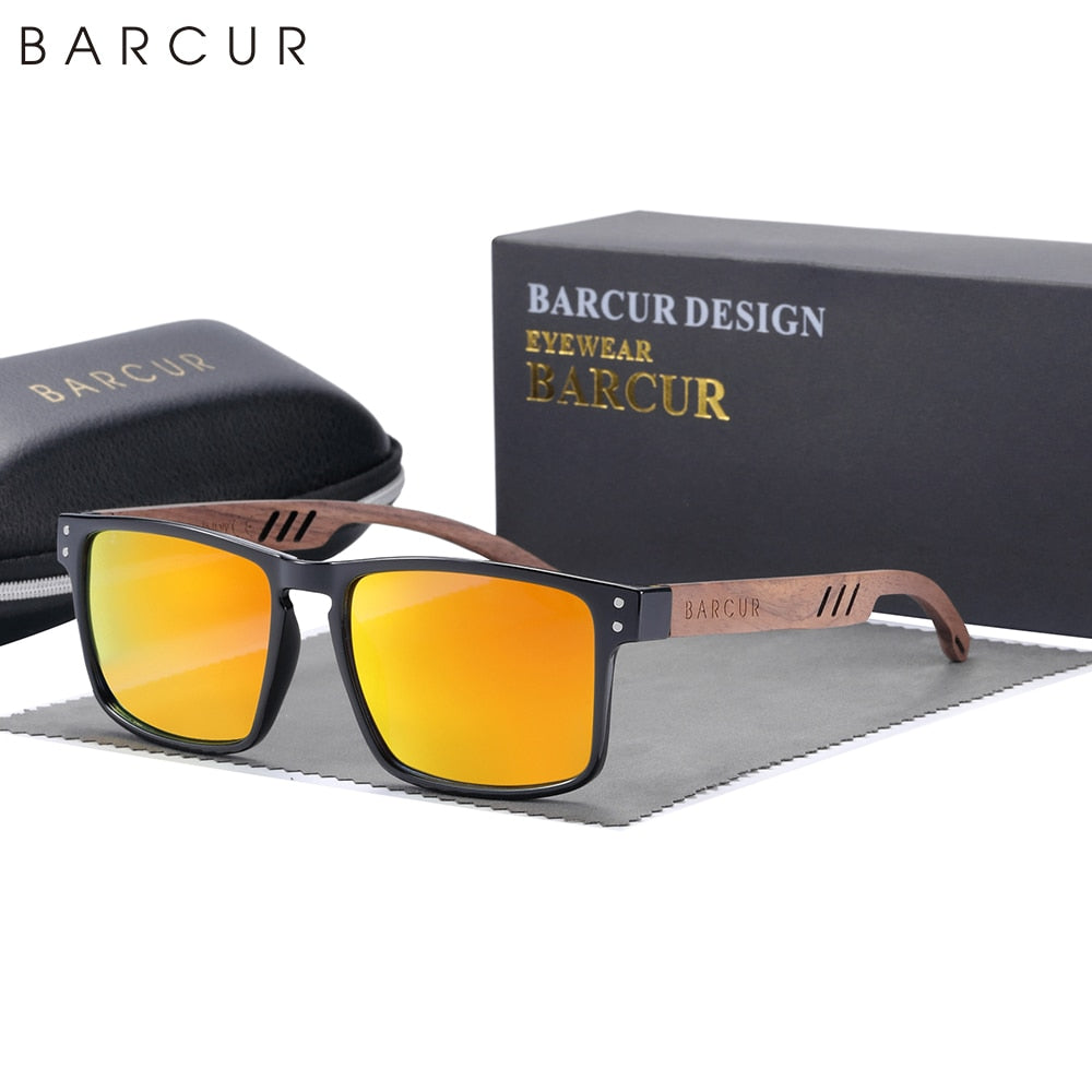 BARCUR Original Design Wooden Sunglasses Polarized Luxury Brand Square Sun Glasses Fashion Light Weight Eyewear Accessory - KiwisLove