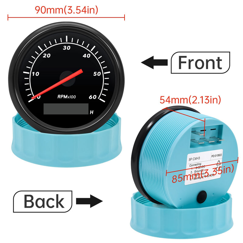 HD 85mm RPM Meter Boat Tachometer for Diesel Gasoline 6000rpm Toerenteller Tacho Sensor With Hourmeter For Marine Boat Car Truck - KiwisLove