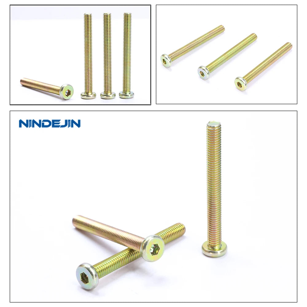 NINDEJIN Flat Head Hex Socket Furniture Bolts M6 M8 Color-zinc Steel Hexagon Furniture Screw Connector Fastener for Cabinet