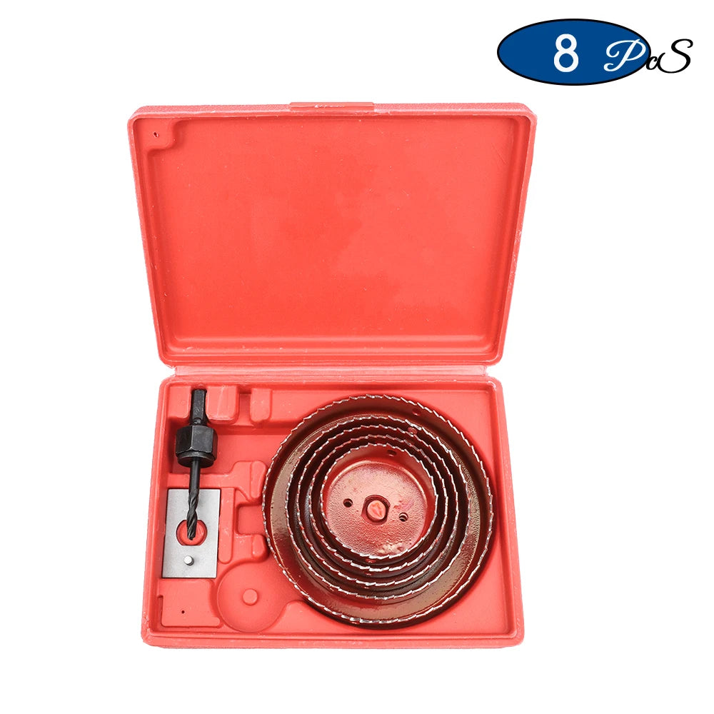 NINDEJIN 8/11/16pcs Hole Saw Kit #50 steel 19-127mm Hole Cutter Drill Bit Tool Hole Saw Set for Wood Plastic Wood Cutter - KiwisLove