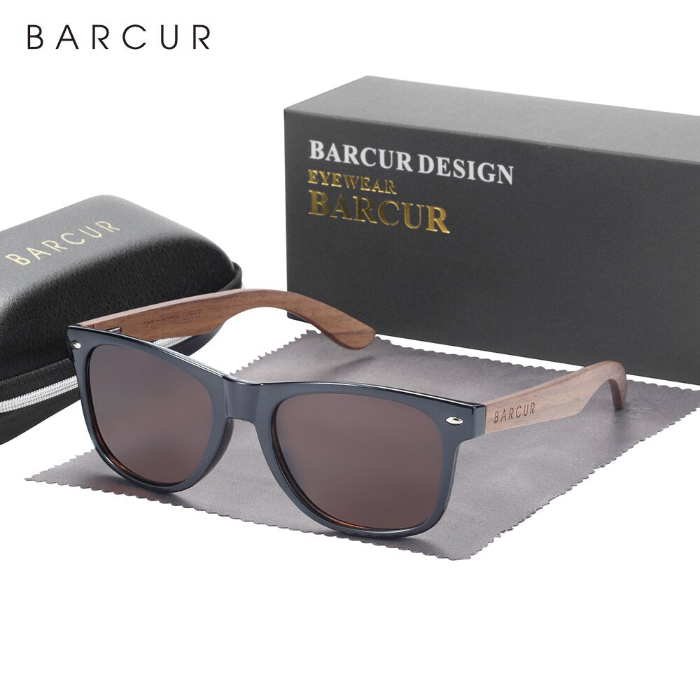 BARCUR Business Sunglasses Polarized Men Light Weight Natural Wooden Sun Glasses Men Women Eyewear Square Classic Comfortable - KiwisLove