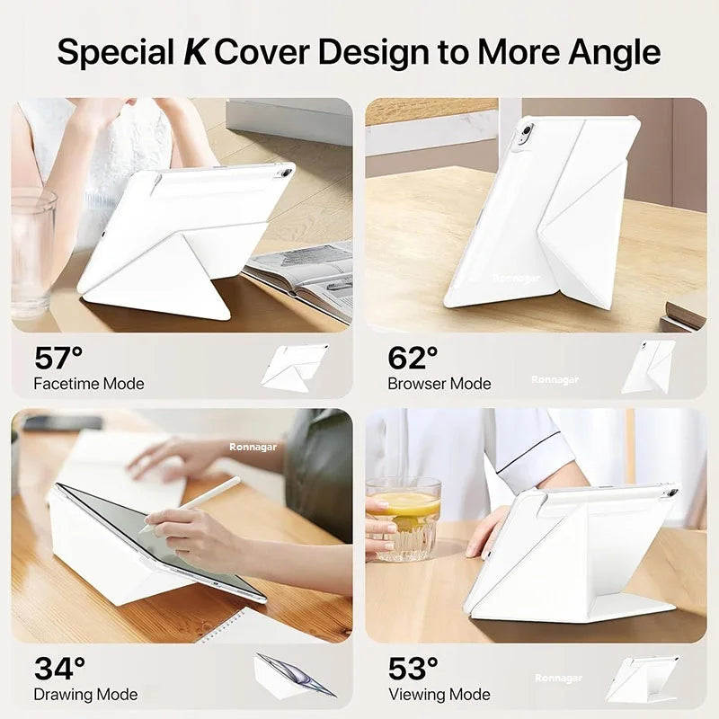 Magnetic Detachable Case for 2025 IPad A16 11th 10th iPad Air11 13 Air4 5 6 Pro11 13 12.9 5 6th Gen Auto Sleep Wake Y-Fold Stand