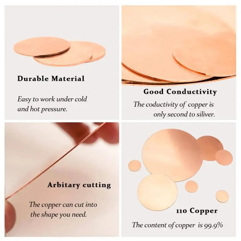 1/2pcs T2 Pure Copper Round Plate Circular Sheet Thick 0.1mm - 5mm copper disc diameter 30mm 31mm 32mm 33mm 34mm 35mm-50mm