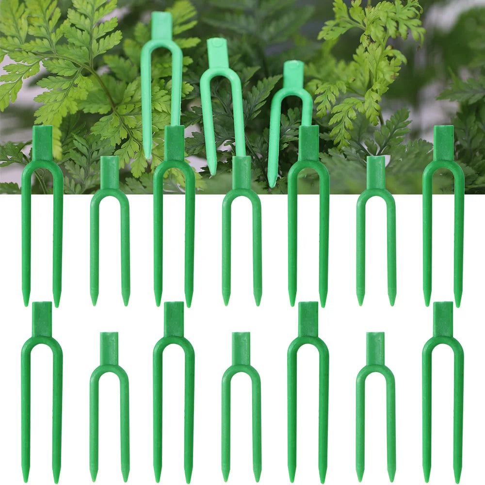 50PCS Strawberry Garden Plants Fastening Fixture Clamp Clips Planting Fork Green Stolon Fixator Watermelon Vine Pressing Tool