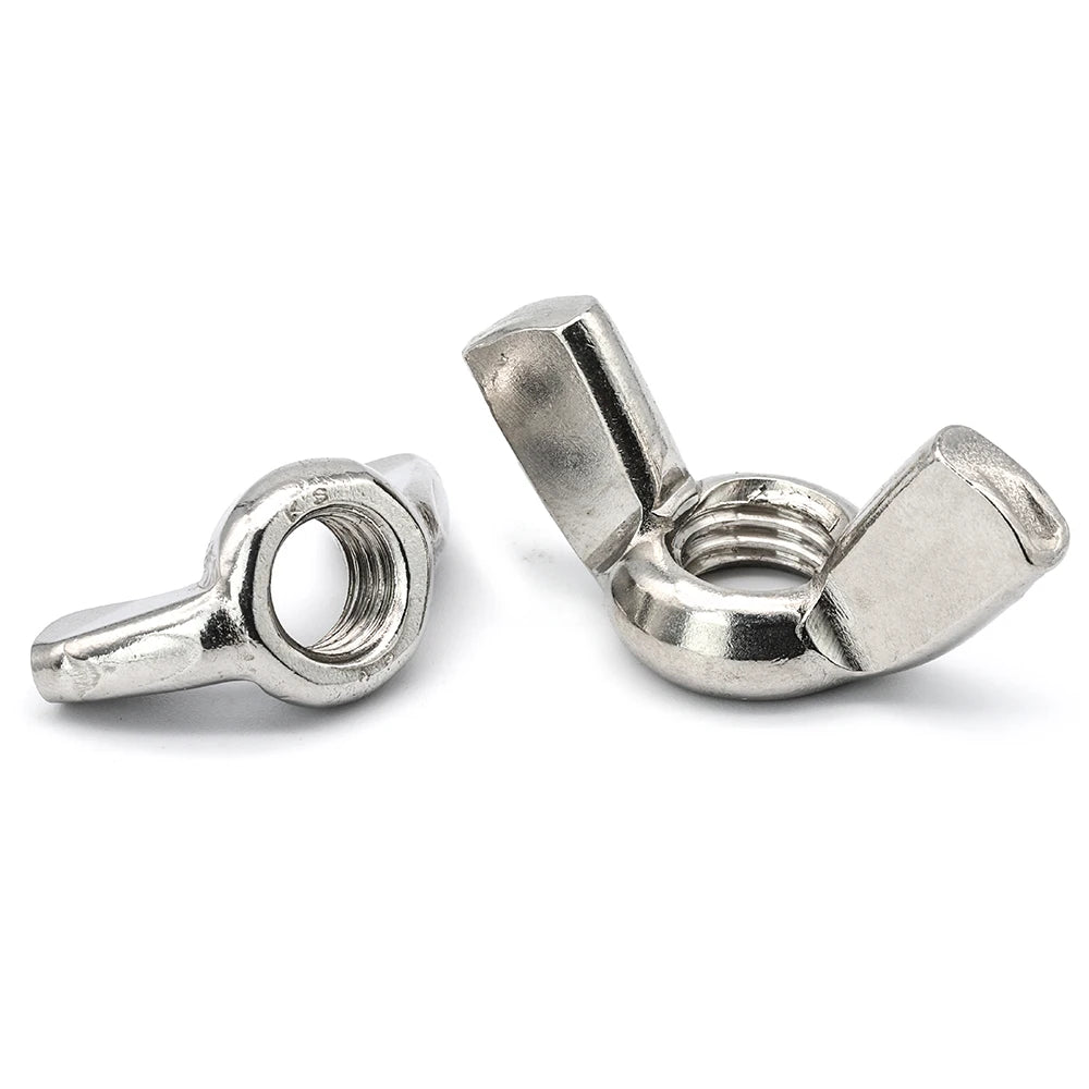 NINDEJIN 98pcs Wing Nut assortment kit M3 M4 M5 M6 M8 M10 M12 Stainless Steel Wingnuts butterfly nuts for drum bicycle DIN315