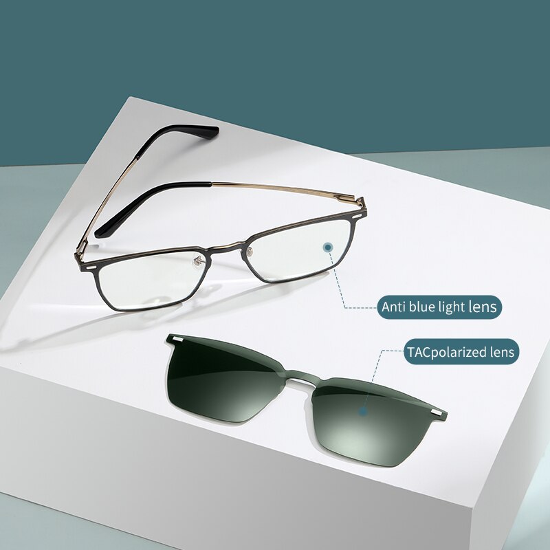 Fashion Polarized Protection Magnetic Suction Set Of Sunglasses Anti-Blue Light Lens One Glasses Two Usage Computer Eyeglasses - KiwisLove