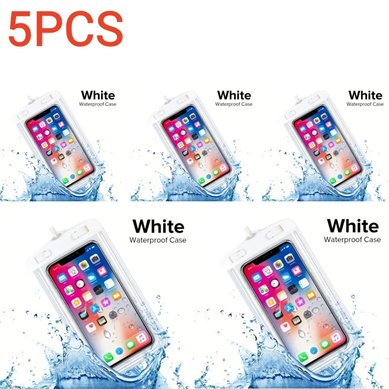 5/2/1PCS Universal Waterproof Phone Pouch Cellphone Dry Bag Case Underwater Phone Protector PV Cover for Kayaking, Beach fishing