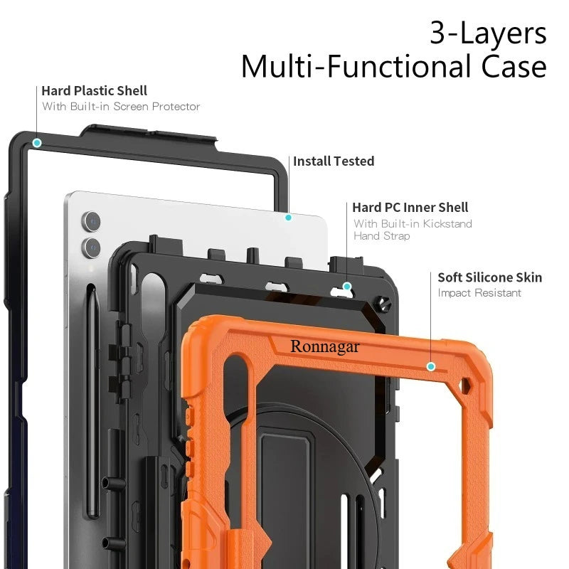 Case for Samsung Galaxy Tab S10 FE+/ S10 FE Plus 5G 13.1″ 2025 X620 X626b Heavy Duty Shockproof Protective Case Screen Protector