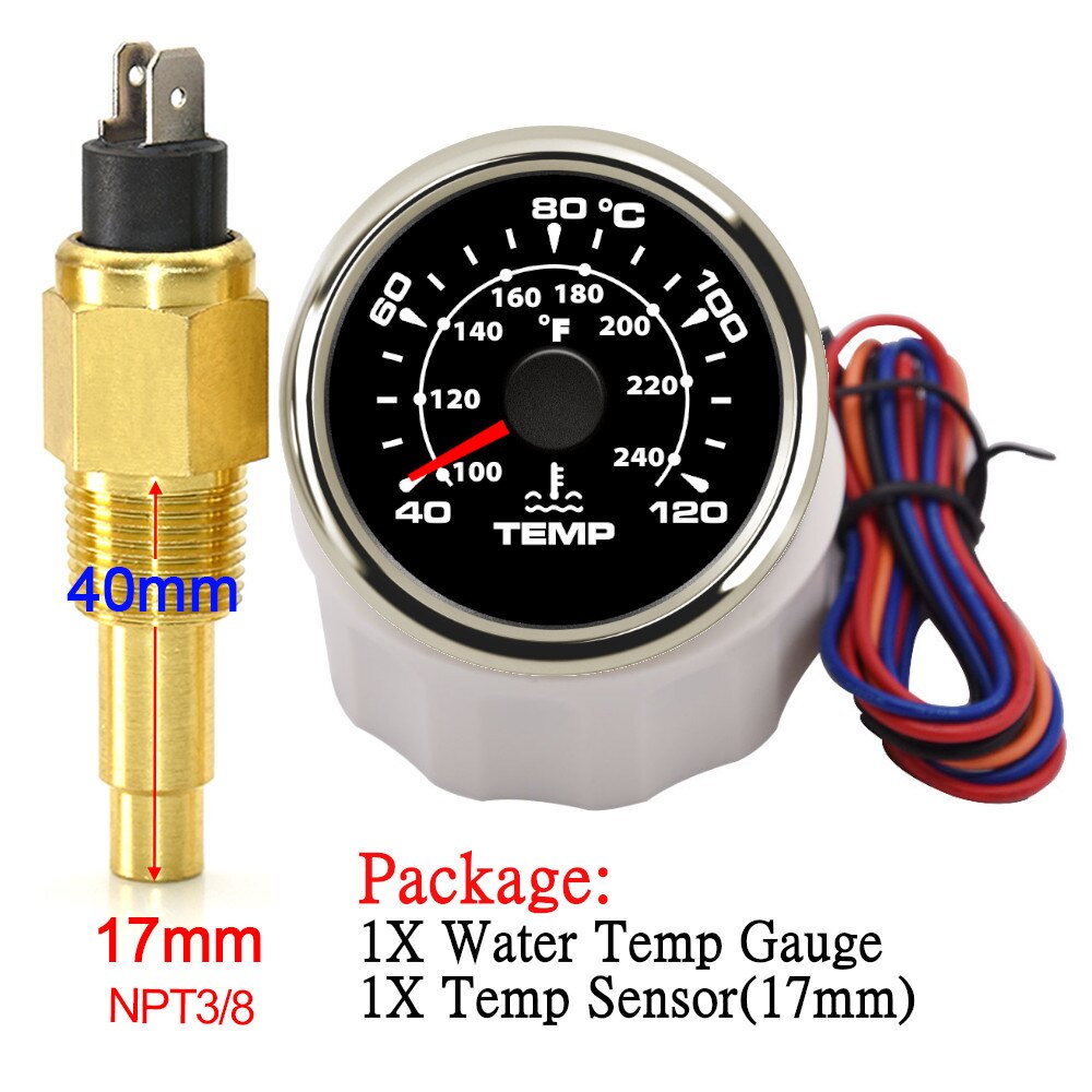 10mm 14mm 17mm 21mm Temperature Sensor + 52mm Water Temperature Gauge Universal for Boat Car Auto Motorcycle Thermometer - KiwisLove