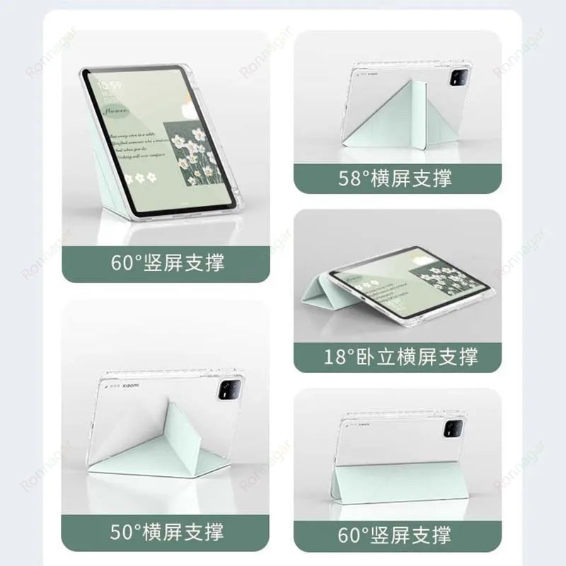 Y-fold Case for Xiaomi Pad 7 Pro/Pad 7 11.2 inch 2024 Redmi SE 11/ 8.7/ 12.1inch Pad 6 /6pro 11'' Mi Pad 5/5pro Clear back Shell