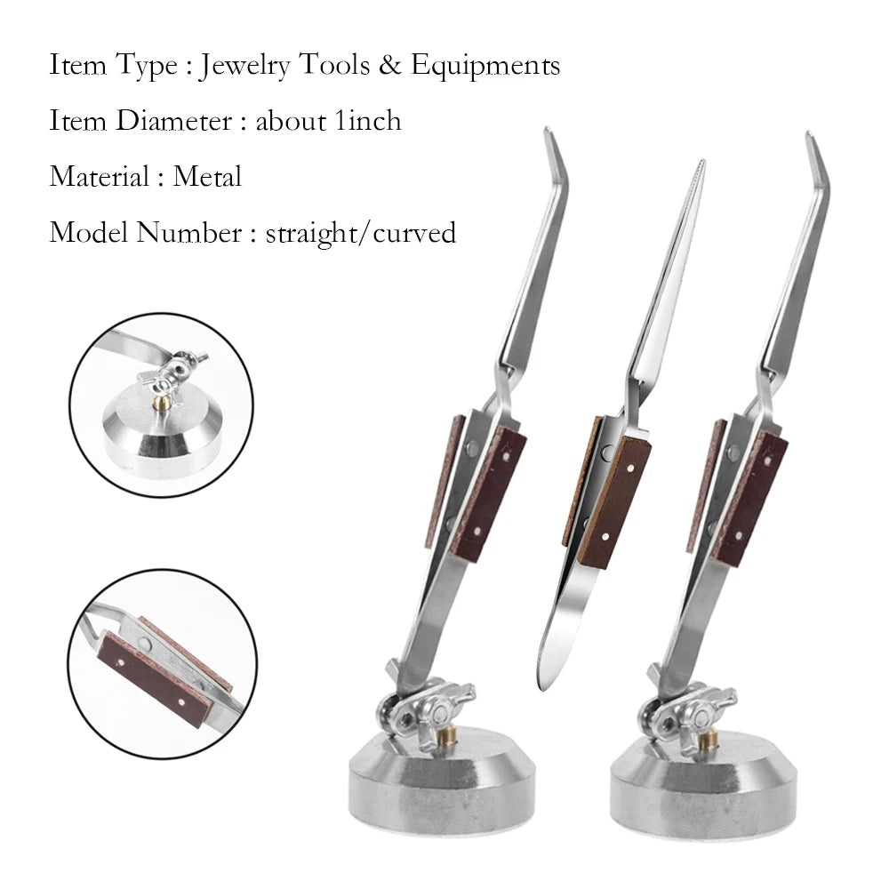 Cross Locking Lock Tweezer Self Closing Jewelry Soldering Craft Repair Tool Insulated Tweezer Straight Elbow Tip
