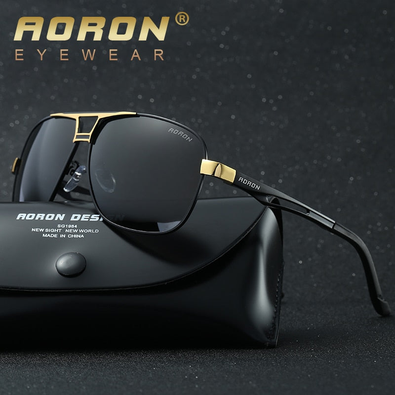 AORON Sunglasses Polarized Mens Sun glasses Aluminum Frame UV400 Luxury Design Male Sunglasses Anti-Reflective - KiwisLove