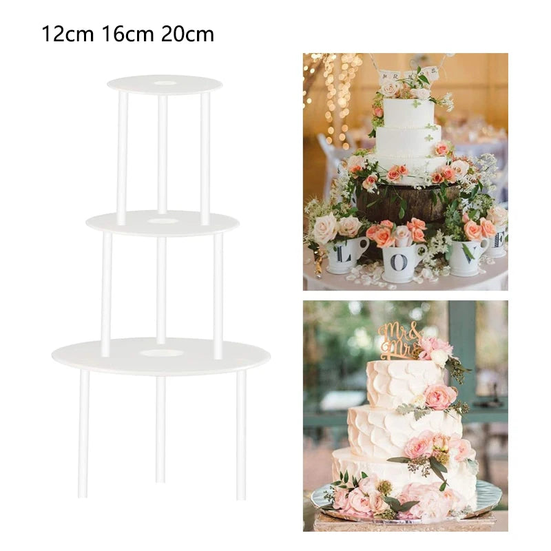 Plastic Cake Dowel Rods Set White Cake Sticks Support Rods Separator Plates Multilayer Cake Stand Suspended Gasket