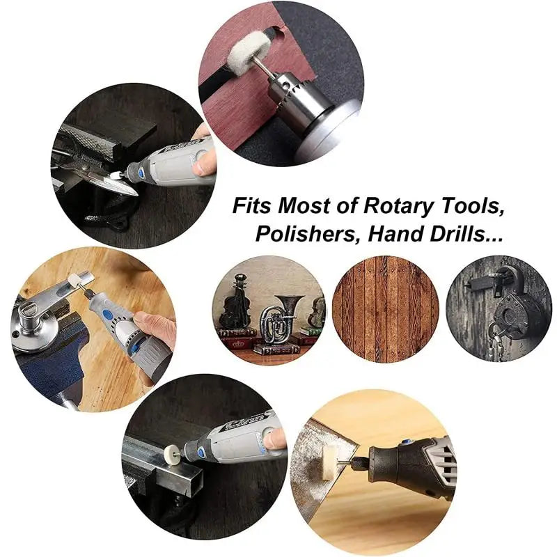 5-50pcs 4-12mm Felt Polishing Buffing Wheel with Shank Wool Felt Polishing Pad Shank Kit Set for Rotary Tools 3mm/6mm Shank