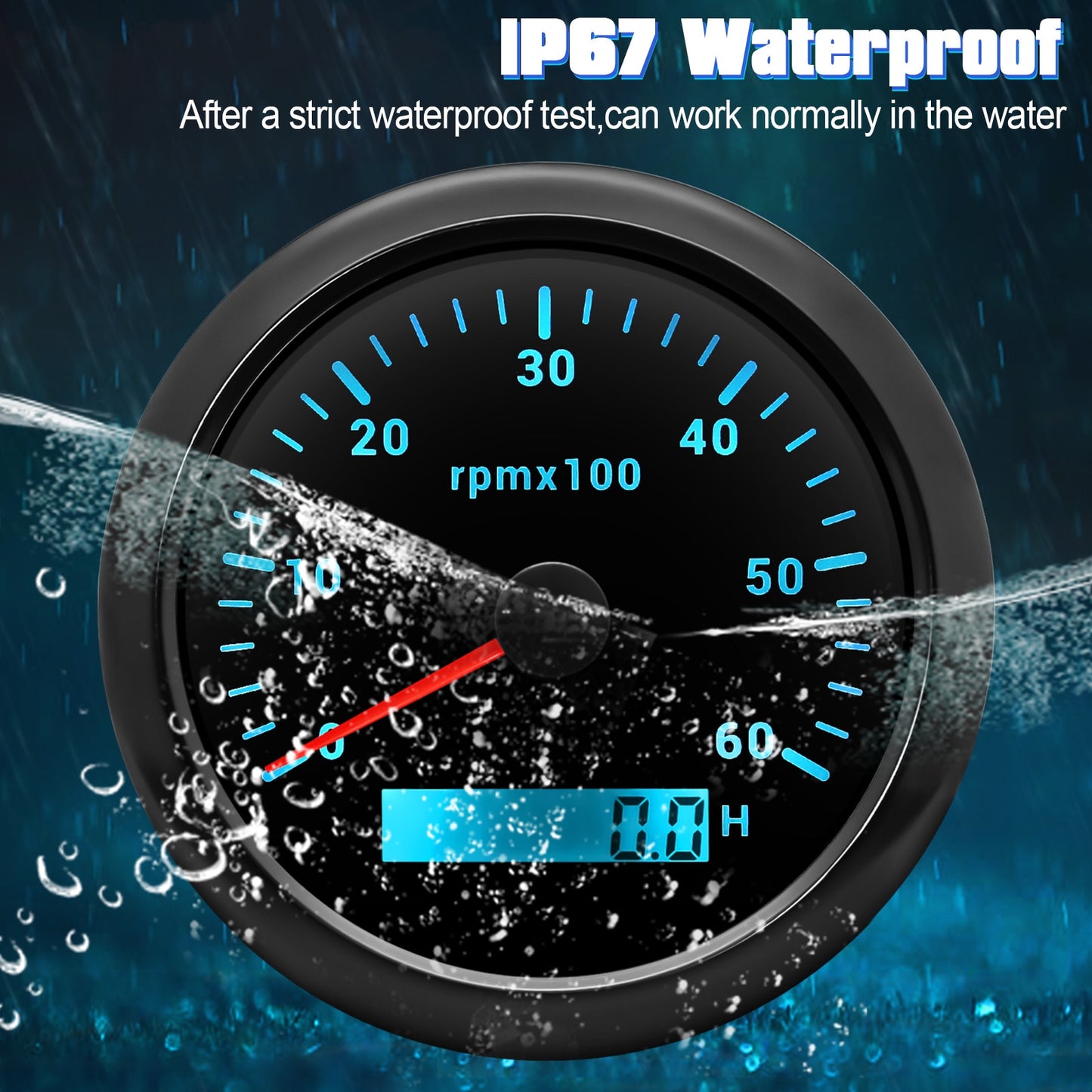 HD 85mm Tachometer With LCD Hourmeter 7 Color Backlight Tacho Gauge 3000 4000 6000 7000 8000 RPM For Marine Boat Car 12V/24V - KiwisLove