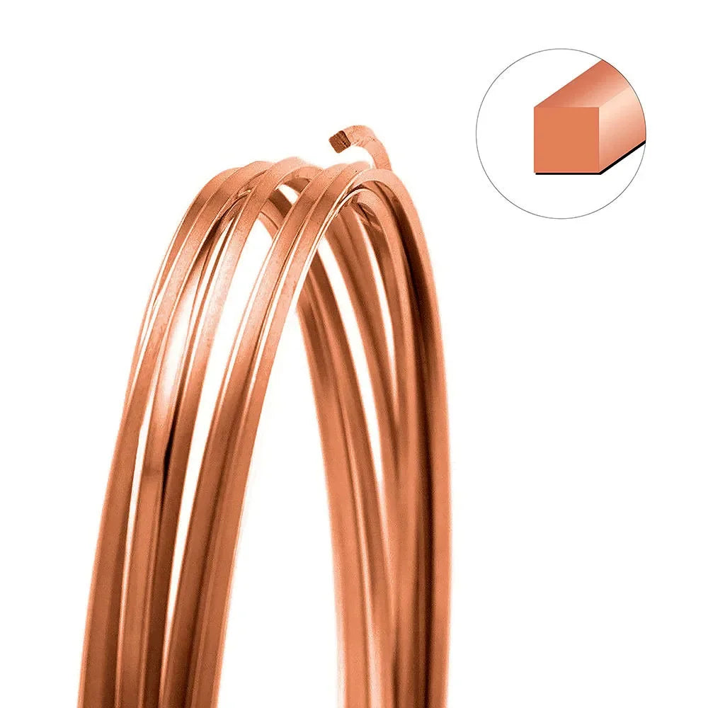 6M/roll Bare Copper Wire 0.6mm 0.8mm 1mm Square Copper Wire Craft Jewelry Wire for Jewelry DIY, Bracelets Earring