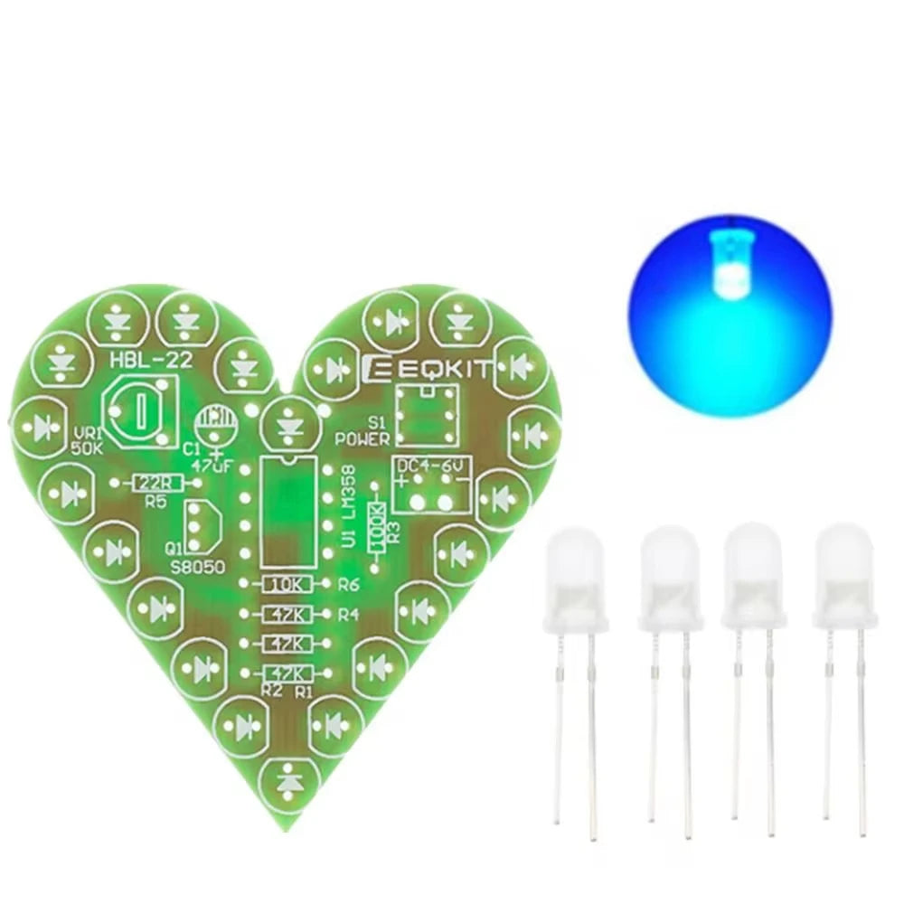 DIY Kit Heart Shape Breathing Lamp Kit Breathing LED Suite Red White Blue Green Electronic Production for Learning laboratory - KiwisLove