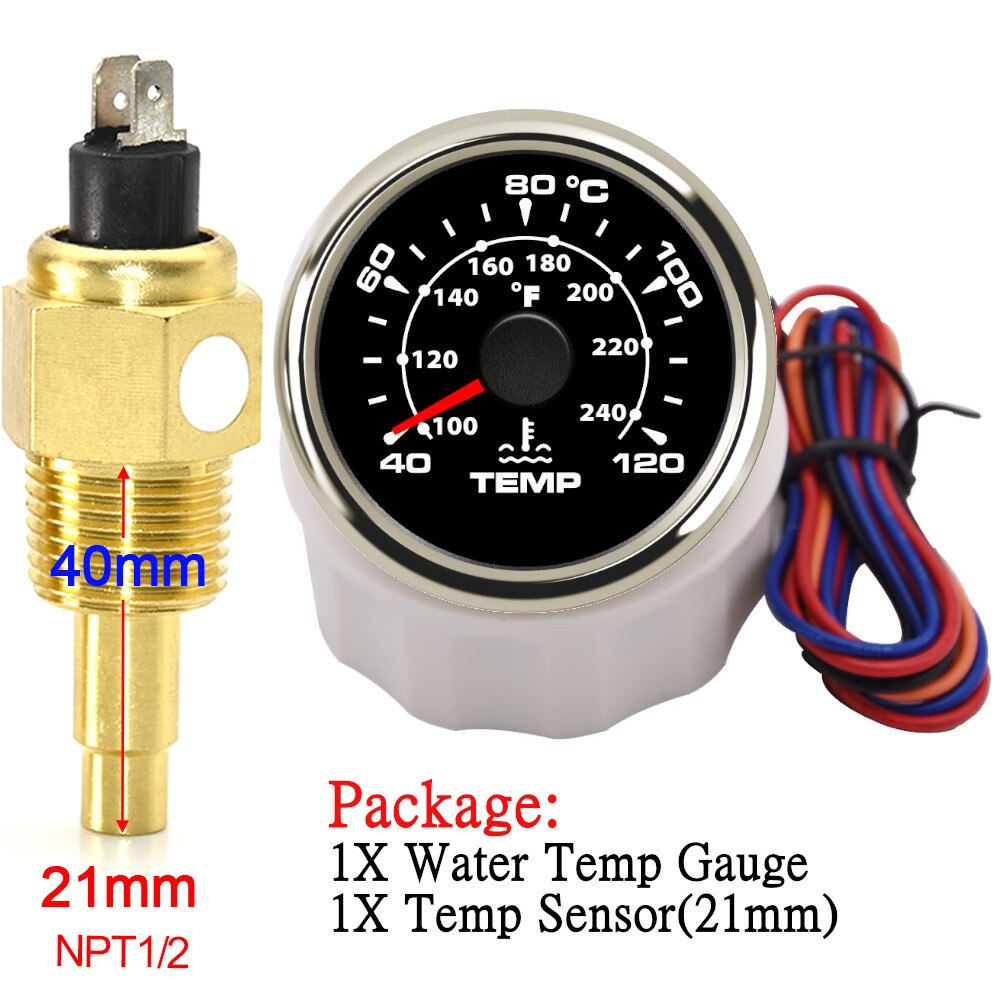 10mm 14mm 17mm 21mm Temperature Sensor + 52mm Water Temperature Gauge Universal for Boat Car Auto Motorcycle Thermometer - KiwisLove