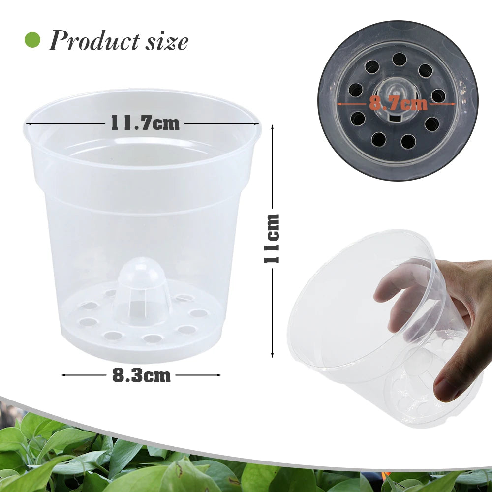 5/10pcs Round Seed Starter Tray Transparent Planter Nursery Pots with Drainage Hole for Orchid Plants Herb Flowers Garden Tools