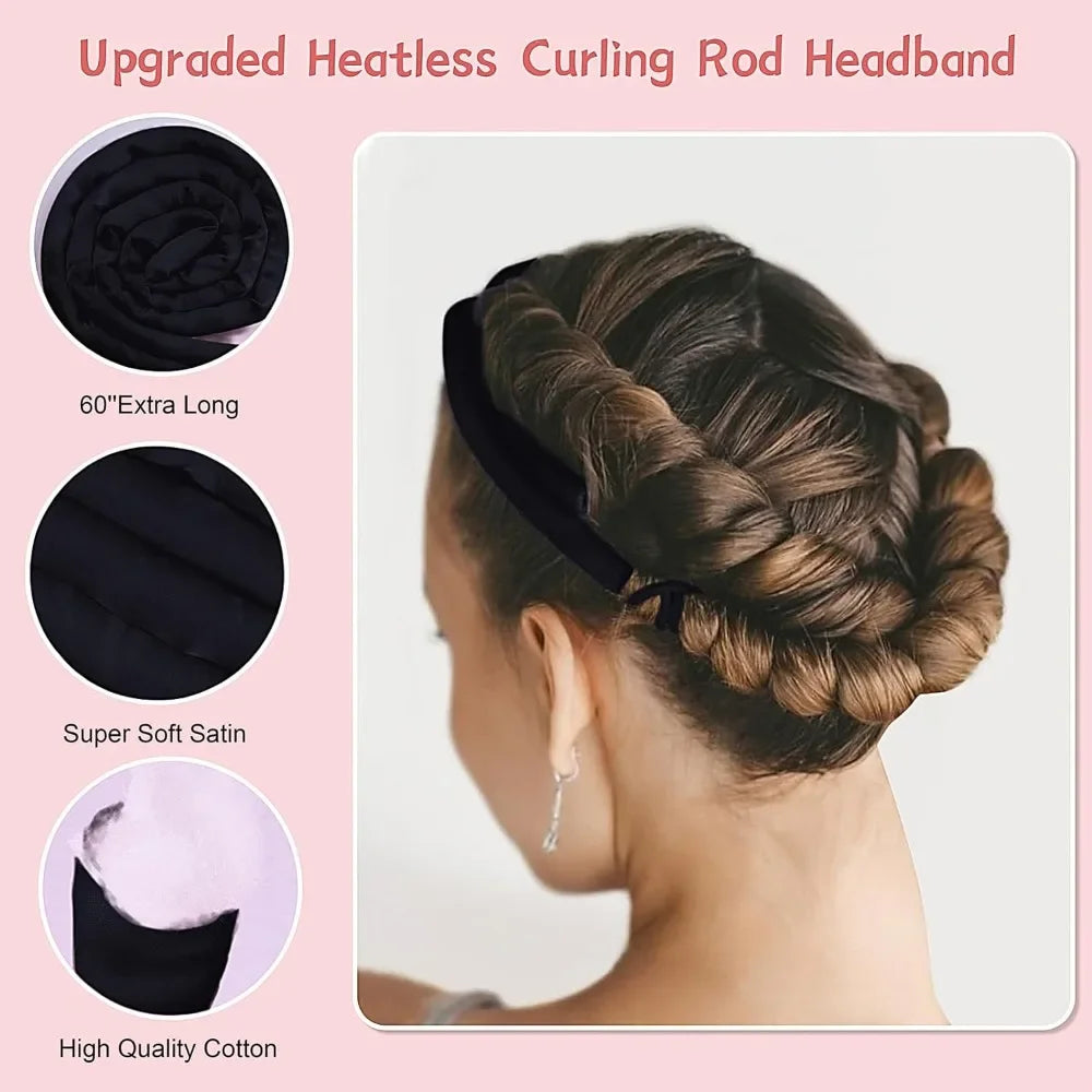 Heatless wave Rod Head band No Heat Silk Curls Ribbon Hair Rollers Sleeping Soft Headband Lazy Hair Curlers Hair Styling Tools - KiwisLove