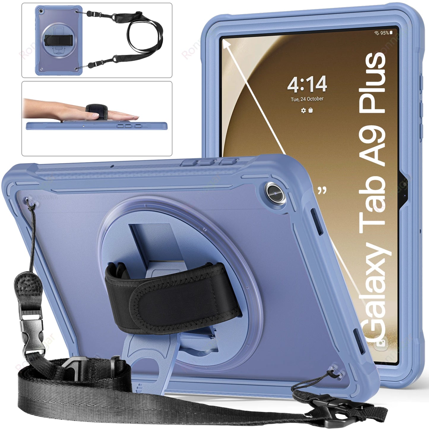 New Light Shockproof Rugged Cover for Samsung Tab A9 Plus 11 Inch 2023 Cases Galaxy Tablet A9+ 11" 5G Stand Hand& Shoulder Strap
