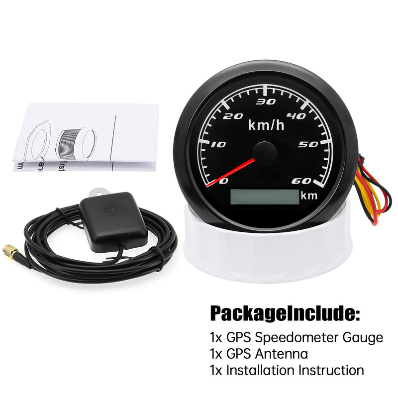 Universal 85mm GPS Speedometer Digital Gauge 30 60 120 200 KMH Odometer For Marine Boat Car ATV With GPS Antenna Red Backlight - KiwisLove