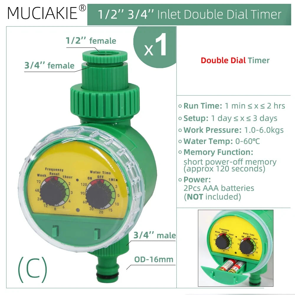 50 Meters Plant Timer Garden Watering System Irrigation 4/7mm Drip Kits Automatic Spray for Plants Adjustable Nozzles