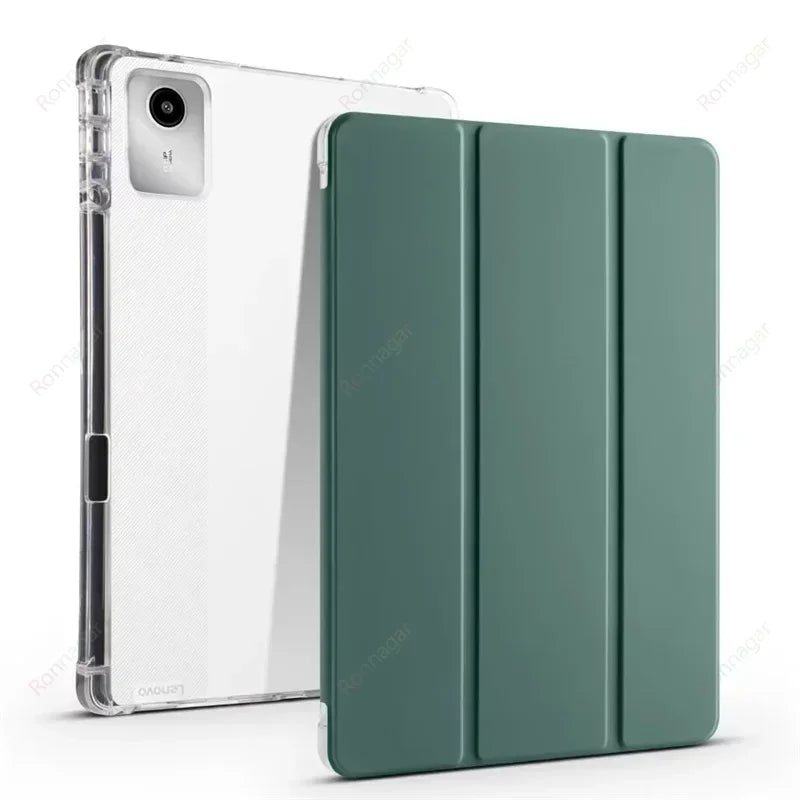 With Pencil Holder Case for Lenovo Tab M11 11" 2024 TB330FU 2025 TB335FC Slim Folding Soft Protective Case Translucent Back Case