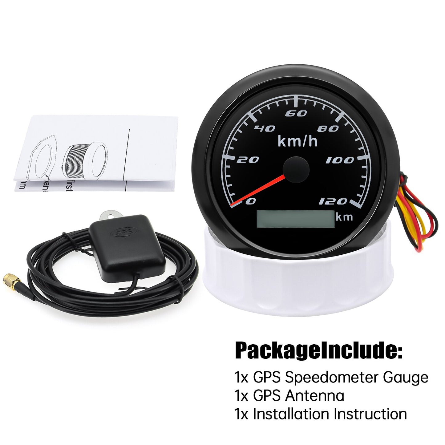 HD 12V 24V 85mm GPS Speedometer Gauge with GPS Antenna 120kmh 60kmh 30kmh 7 Color Backlight Speed Odometer Meter for Car Boat - KiwisLove