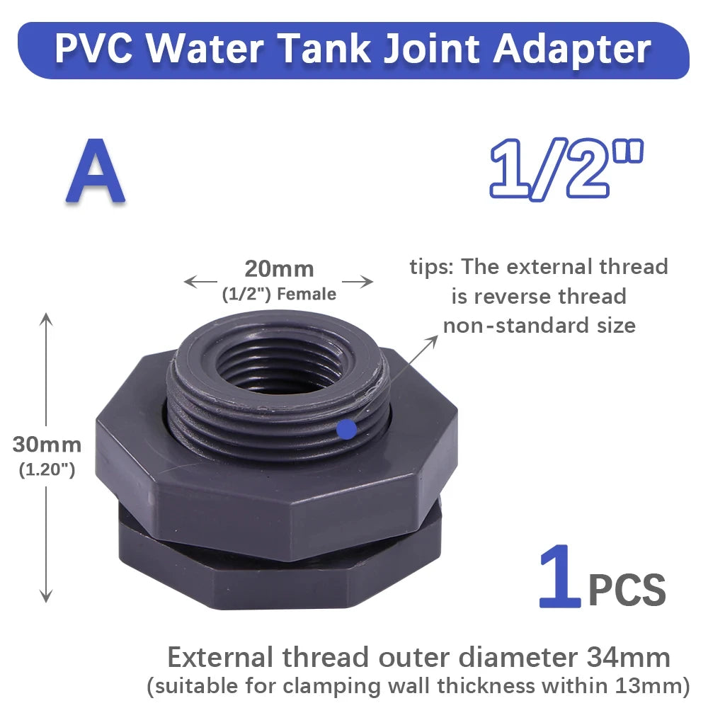 High quality 1/2" 3/4" 1" Water Tank Joint with 304 Stainless Steel Filter Screen for Aquarium Fish Tank Garden Watering Adapter